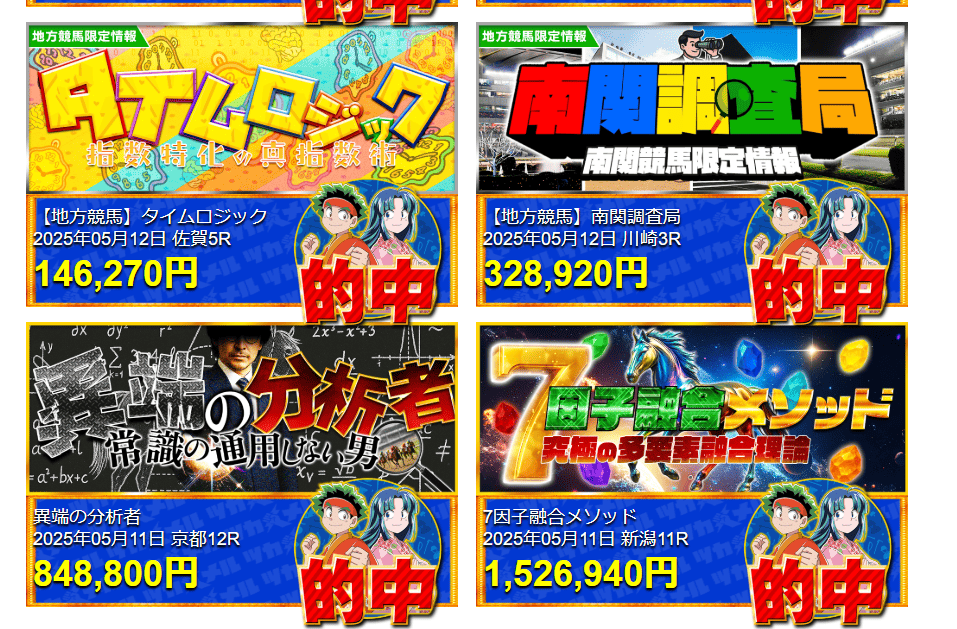 ツカメル 的中実績
